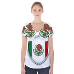 Flag Mexico Country National Short Sleeve Front Detail Top by Sapixe