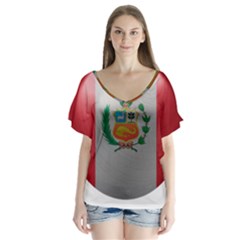 Peru Flag Country Symbol Nation V-neck Flutter Sleeve Top by Sapixe