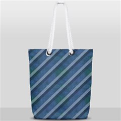 Blue Stripped Pattern Full Print Rope Handle Tote (small) by designsbyamerianna