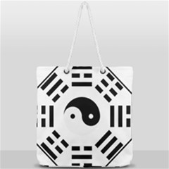 Bagua Yin Yang Yang Yin Chinese Full Print Rope Handle Tote (large) by Pakrebo