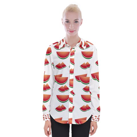 Summer Watermelon Pattern Womens Long Sleeve Shirt by Pakrebo