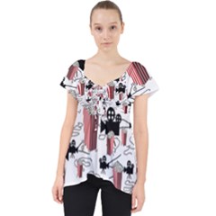 Movies And Popcorn Lace Front Dolly Top by bloomingvinedesign