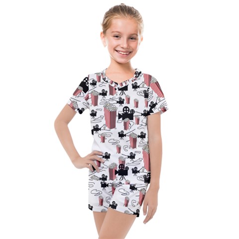 Movies And Popcorn Kids  Mesh Tee And Shorts Set by bloomingvinedesign