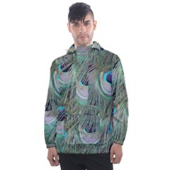 Peacock Feather Pattern Plumage Men s Front Pocket Pullover Windbreaker by Pakrebo