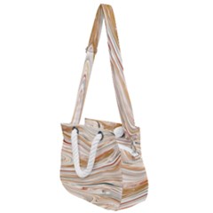 Brown And Yellow Abstract Painting Rope Handles Shoulder Strap Bag by Simbadda
