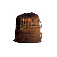 City Night Dark Architecture Lamps Drawstring Pouch (medium) by Sudhe