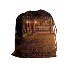 City Night Dark Architecture Lamps Drawstring Pouch (xl) by Sudhe