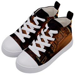 City Night Dark Architecture Lamps Kids  Mid-top Canvas Sneakers by Sudhe