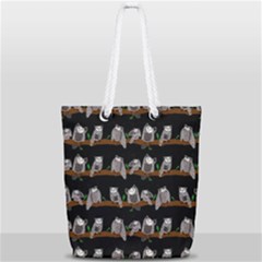 Cute Owl Pattern Full Print Rope Handle Tote (small) by bloomingvinedesign