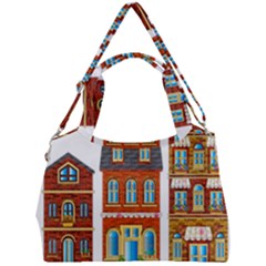 City Buildings Brick Architecture Double Compartment Shoulder Bag by Simbadda