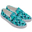 Teal Triangles Pattern Men s Canvas Slip Ons View3
