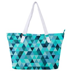 Teal Triangles Pattern Full Print Shoulder Bag by LoolyElzayat