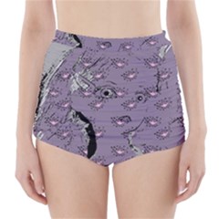 Wide Eyed Girl Grey Lilac High-waisted Bikini Bottoms by snowwhitegirl