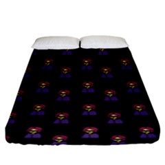 Nerdy 60s  Girl Pattern Black Fitted Sheet (king Size) by snowwhitegirl