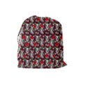Heart Skeleton Face Pattern Burgundy Drawstring Pouch (Large) View2