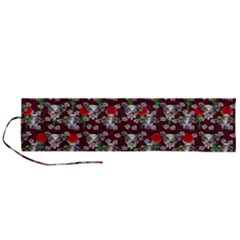 Heart Skeleton Face Pattern Burgundy Roll Up Canvas Pencil Holder (l) by snowwhitegirl