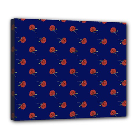 Red Rose Blue Deluxe Canvas 24  X 20  (stretched) by snowwhitegirl