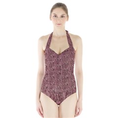 Knitted Wool Rose Halter Swimsuit by snowwhitegirl