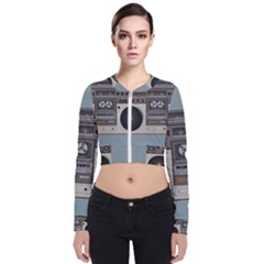 Radio Cassette Speaker Sound Audio Long Sleeve Zip Up Bomber Jacket by Simbadda