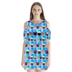 Cupcakes Pattern Shoulder Cutout Velvet One Piece by bloomingvinedesign