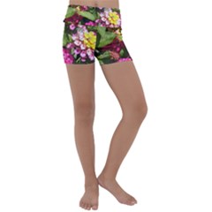 Summer Lantana W Bee Kids  Lightweight Velour Yoga Shorts by Riverwoman