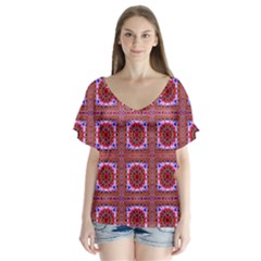 New Arrivals-a-8 V-neck Flutter Sleeve Top by ArtworkByPatrick
