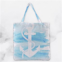 Anchor Watercolor Painting Blue Grocery Tote Bag by Sudhe