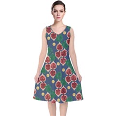 Figs And Monstera  V-neck Midi Sleeveless Dress  by VeataAtticus