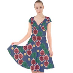 Figs And Monstera  Cap Sleeve Front Wrap Midi Dress by VeataAtticus