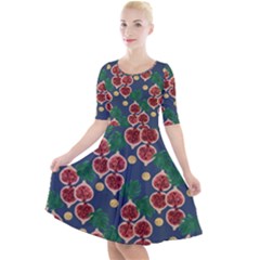 Figs And Monstera  Quarter Sleeve A-line Dress by VeataAtticus