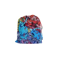 Graffiti Wall Mural Painting Arts Drawstring Pouch (small) by Simbadda