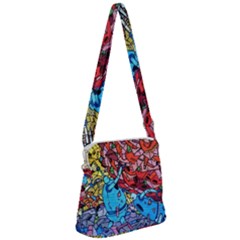 Graffiti Wall Mural Painting Arts Zipper Messenger Bag by Simbadda