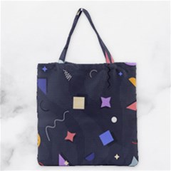 Memphis Pattern With Geometric Shapes Grocery Tote Bag by Vaneshart