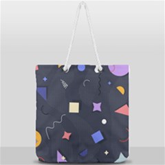 Memphis Pattern With Geometric Shapes Full Print Rope Handle Tote (large) by Vaneshart