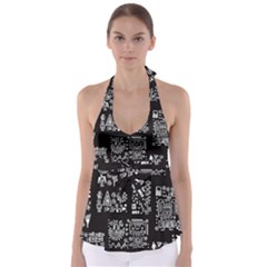 Vector Pattern Design With Tribal Elements Babydoll Tankini Top by Vaneshart