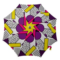 Memphis Colorful Background With Stroke Hook Handle Umbrellas (large) by Vaneshart