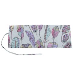 Vector Illustration Seamless Multicolored Pattern Feathers Birds Roll Up Canvas Pencil Holder (s) by Vaneshart