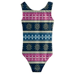 African Seamless Pattern Abstract Background Hand Drawn Kids  Cut-out Back One Piece Swimsuit by Vaneshart