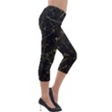 Black Marbled Surface Lightweight Velour Capri Leggings  View4