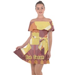 Cream Sweet Icecream Off Shoulder Velour Dress by Bajindul