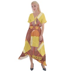 Cream Sweet Icecream Cross Front Sharkbite Hem Maxi Dress by Bajindul