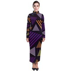 Abstract Pattern Design Various Striped Triangles Decoration Turtleneck Maxi Dress by Vaneshart