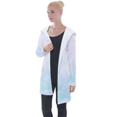 Pink Blue Blurry Pastel Watercolour Ombre Longline Hooded Cardigan by Lullaby