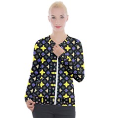 Pattern Black Background Texture Casual Zip Up Jacket by Simbadda