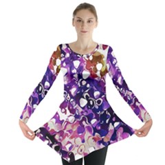 Paint Texture Purple Watercolor Long Sleeve Tunic  by Simbadda
