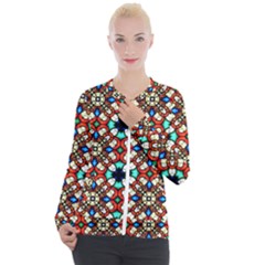 Stained Glass Pattern Texture Face Casual Zip Up Jacket by Simbadda