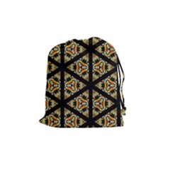 Pattern Stained Glass Triangles Drawstring Pouch (medium) by Simbadda