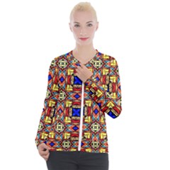 Stained Glass Pattern Texture Casual Zip Up Jacket by Simbadda