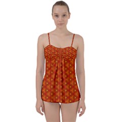 Pattern Fall Colors Seamless Bright Babydoll Tankini Set by Simbadda