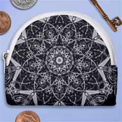 Black And White Pattern Monochrome Lighting Circle Neon Psychedelic Illustration Design Symmetry Horseshoe Style Canvas Pouch by Vaneshart